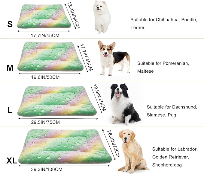Cat Dog Bed Mat & Blanket, Reversible Pets Crate Pad Bed Mat and Ultra Soft Warm Fleece Calming Blanket for Small Puppy Kitty, Washable