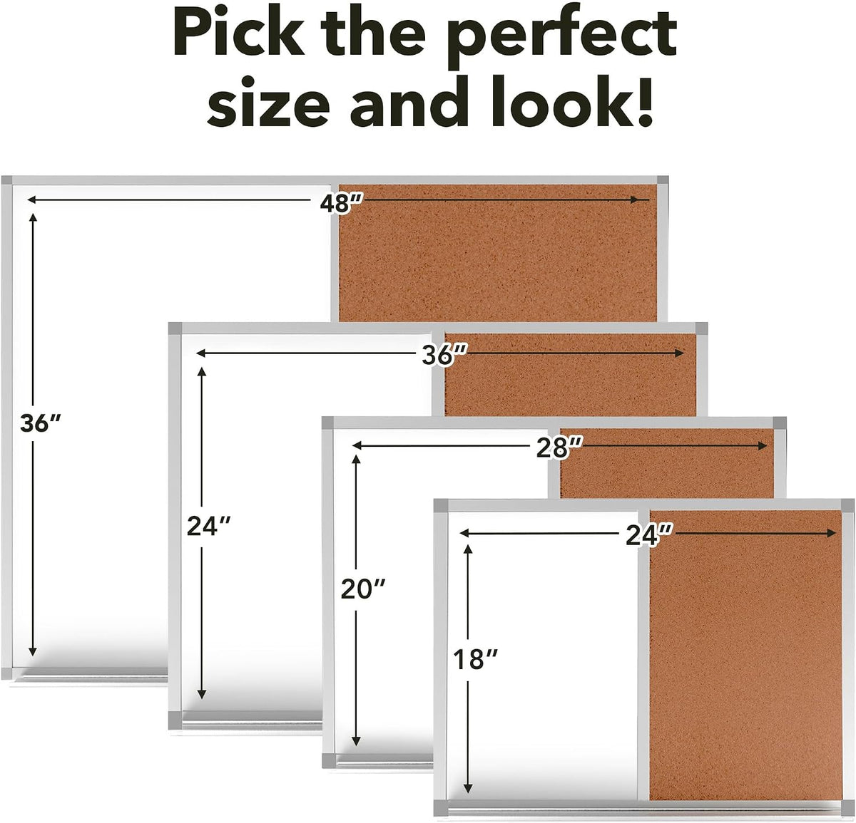 Besso Vision Board 2026: Dry Erase Cork Board Combo Set - 20" x 28" Magnetic White Board and Cork Bulletin Combination Board, Use as Message Board, Memo Board - w/Markers, Eraser, Magnets, Push Pins