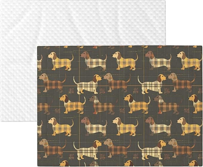 Waterproof Dog Blanket Soft Pet Blanket for Puppy Cat, Fleece Cat Throw Blankets for Furniture Bed Couch Sofa Reversible - Plaid Dachshund 3