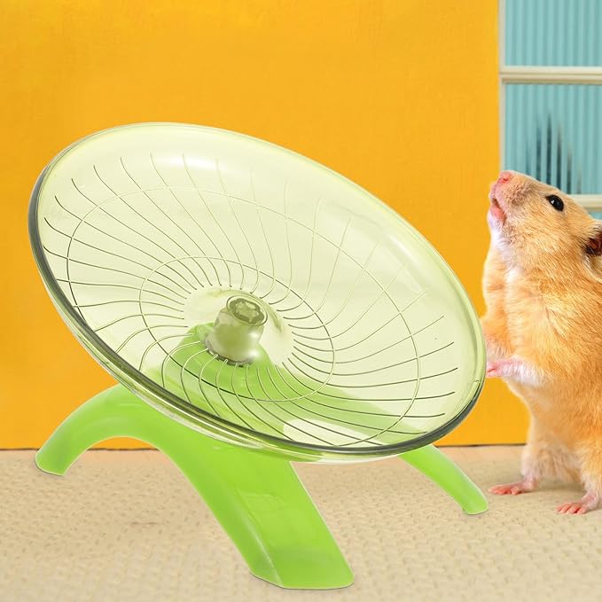 POPETPOP Hamster Exercise Wheel Super Silent: Hamster Flying Saucer Silent Hamster Wheel Guinea Pig Run Wheel for Hamsters Gerbils Mice Hedgehogs (Light Green)