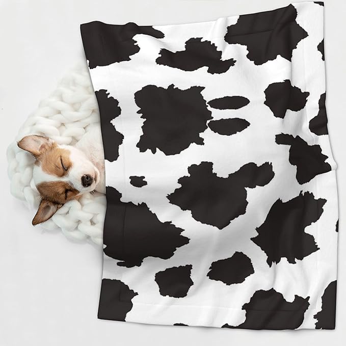 Waterproof Dog Blanket Soft Pet Blanket for Puppy Cat, Fleece Cat Throw Blankets for Furniture Bed Couch Sofa Reversible - Cow Skin 2