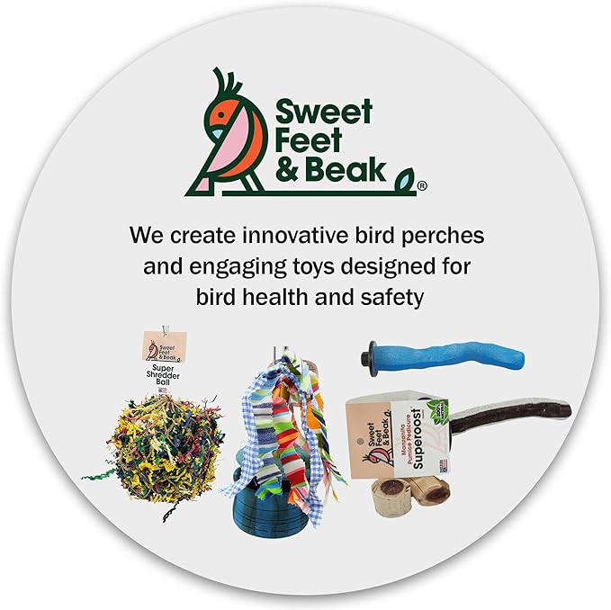 Sweet Feet and Beak Brid Cage Safety Pumice Perch - Trims Nails and Beak - Promotes Healthy Nails and Beaks - Safe Non-Toxic Bird Supplies for Bird Cages - Large 12"