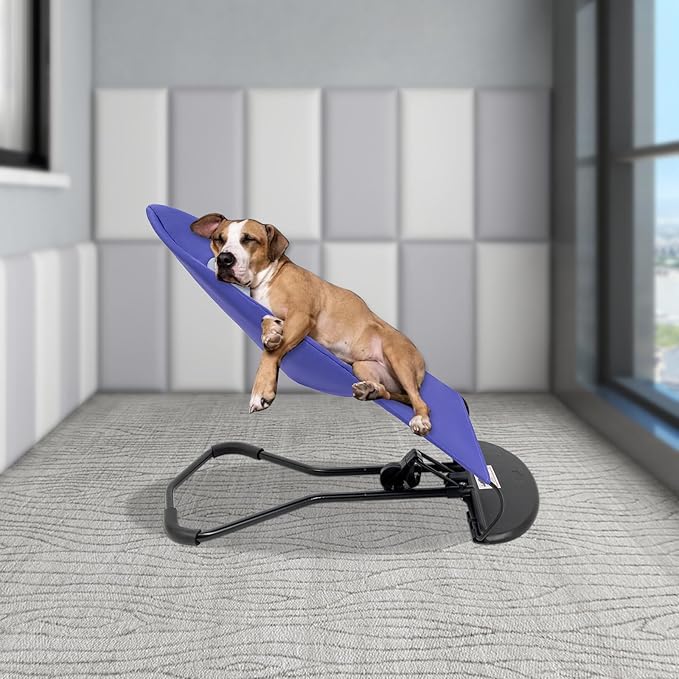 Pet Rocking Chair, 3-Level Height Adjustable Small Pet Rocker,Portable Foldable Rocker Bed for Small Dogs and Cats with Washable Cover, 33Lbs Weight Capacity, No Assembly Required (Purple)