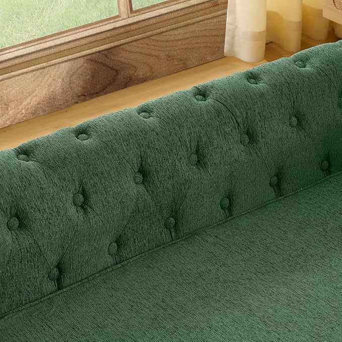 55" Elevated Dog Sofa Couch for Large and Oversized Dogs, Comfortable Linen Fabric Pet Bed with Thick Cushion, Durable Raised Dog Couch with Tufted Armrests, Stylish Modern Pet Furniture