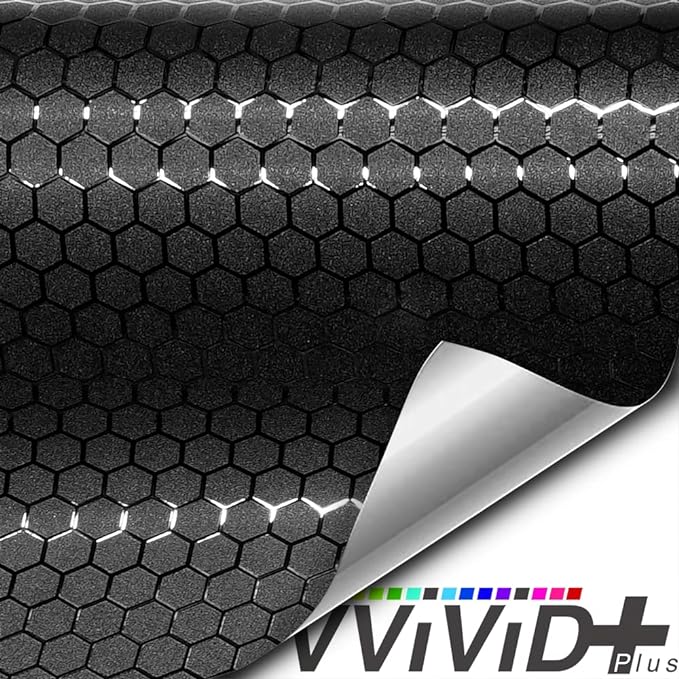 VViViD+ Honeycomb Matte Black Medium Pattern Car Wrap Vinyl (10ft x 5ft)