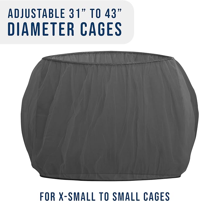 Universal Bird Cage Seed Catcher Universal Mesh Skirt Cover Stretchy Small Animal Cages Cover Pet Removable Durable Protector (Black, Extra Small)