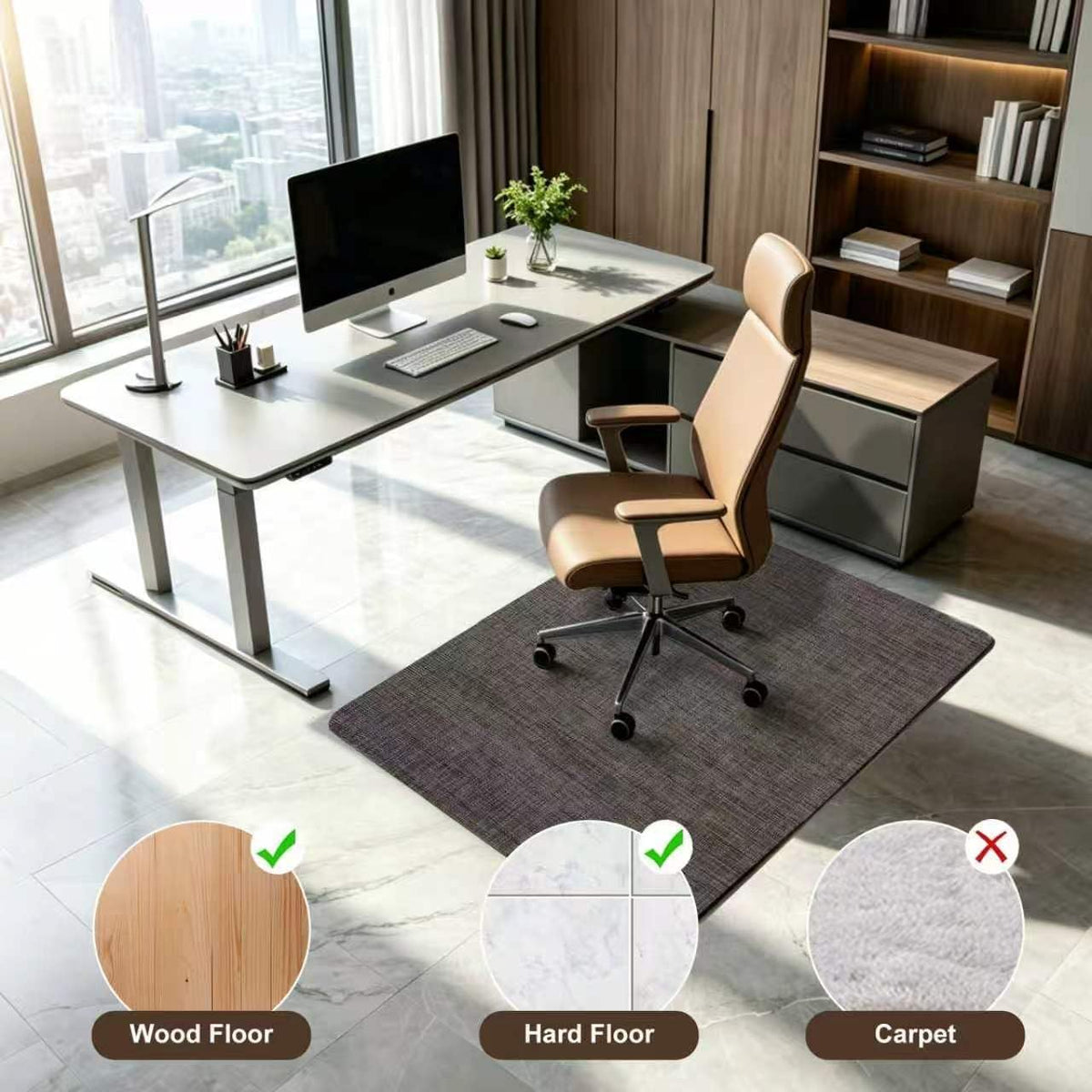 Office Chair mat for Hardwood Floor, Black, 48"x36"