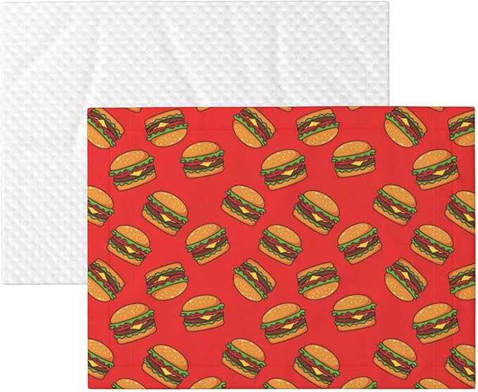 Double Sided Plush Pet Blanket with Cozy Dot Texture and Smooth Reverse, Burger Hamburger Pattern Red, Reversible Throw for Dogs Cats on Couches Beds Crates