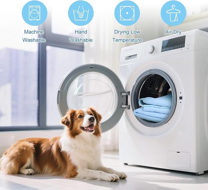 Cooling Mat for Dogs, Thick Breathable Dog Cooling Mat Q-MAX>0.45, Dog Cooling Bed Chill Cool Fiber & Non-Slip Bottom Cold Crate Pad Kennel Bed for Dog Puppy and Cat, Non-Toxic, Foldable & Washable