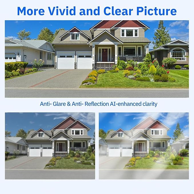 Smart 2K Window Security with Peel-and-Stick Installation, Bluetooth, AI Color Night Vision, 24/7 Continuous Recording for Home Security&Pet Monitoring&Driveway Surveillance (USB 32GB)