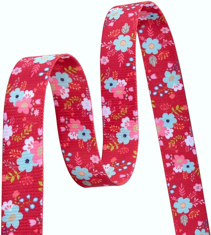 Dog Collar and Leash Set with Bohemia Floral Tribal Geometric Patterns - Soft Ethnic Style Collar Adjustable for Small Medium Large Dogs(Red Floral Set,S)