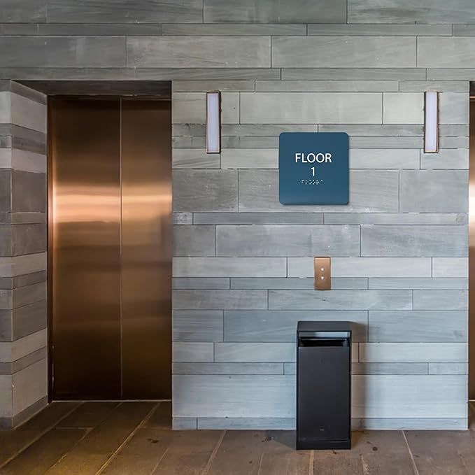 Light Brown ADA Floor 1 Sign with Braille – Made from Durable Acrylic and Ready to Mount