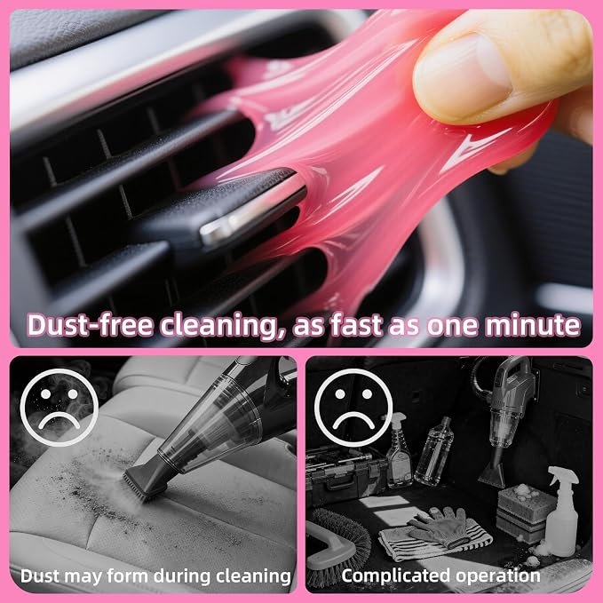 2 Pack Car Cleaning Gel Reusable Auto Slime Cleaner, Rose Scent Dust Cleaning