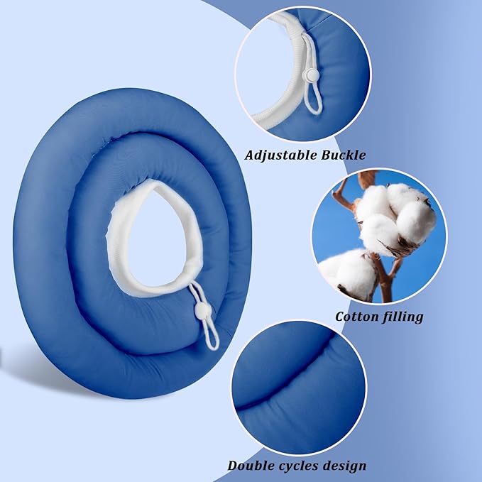 IDOMIK Dog Recovery Collar, Waterproof Soft Dog Cone After Surgery, Comfy Protective Elizabethan Collar Alternative for Dogs Cats, Adjustable Pet Neck Donut Cone Anti-Licking Biting Wounds,Navy,S