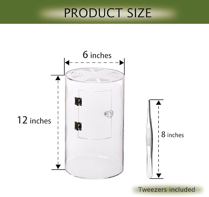 Acrylic Terrarium for Reptiles & Spiders – Small/Medium/Large Leak-Proof Enclosure (Horizontal/Vertical) | Ideal for Tarantulas, Jumping Spiders, Frogs & Geckos(Large Round)