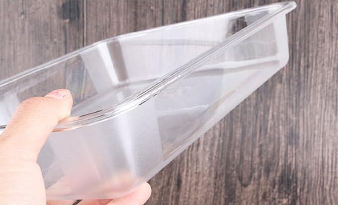 OMEM Reptile Drinking Tray - Large Water Dish Plastics Plate for Turtles, Small Reptiles, Ball Pythons, Lizards, and Snake Cages Bowl (L=32x25x5.5cm, White)