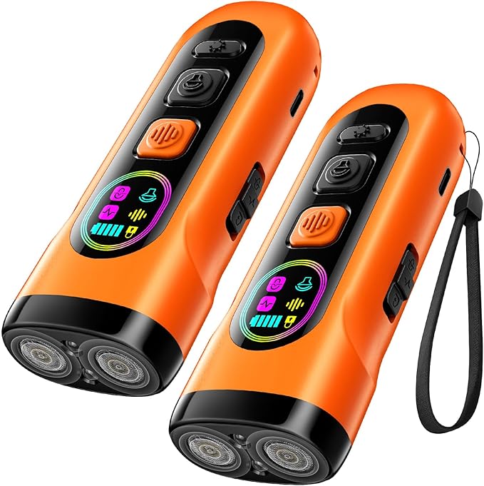 2 Pack Dog Bark Deterrent Devices Anti Barking Device for Dogs Ultrasonic Bark Stopper Portable Dog Training Tool Indoor Outdoor Up to 50ft Correct Bad Behavior of Own or Neighbor's Dog (Orange)