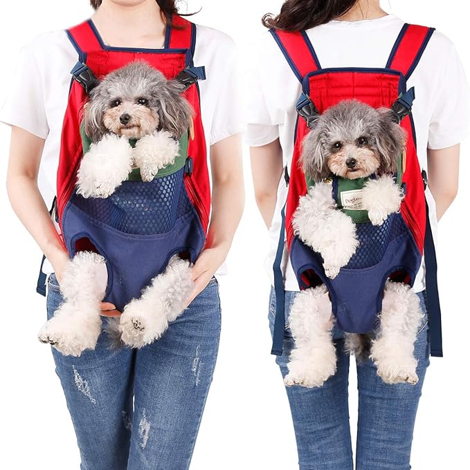 Lifeunion Legs Out Dog Carrier Backpack Hands-Free Adjustable Pet Travel Carrier for Small Medium Dogs Cats Motorcycle Hiking Walking (Green+Blue)