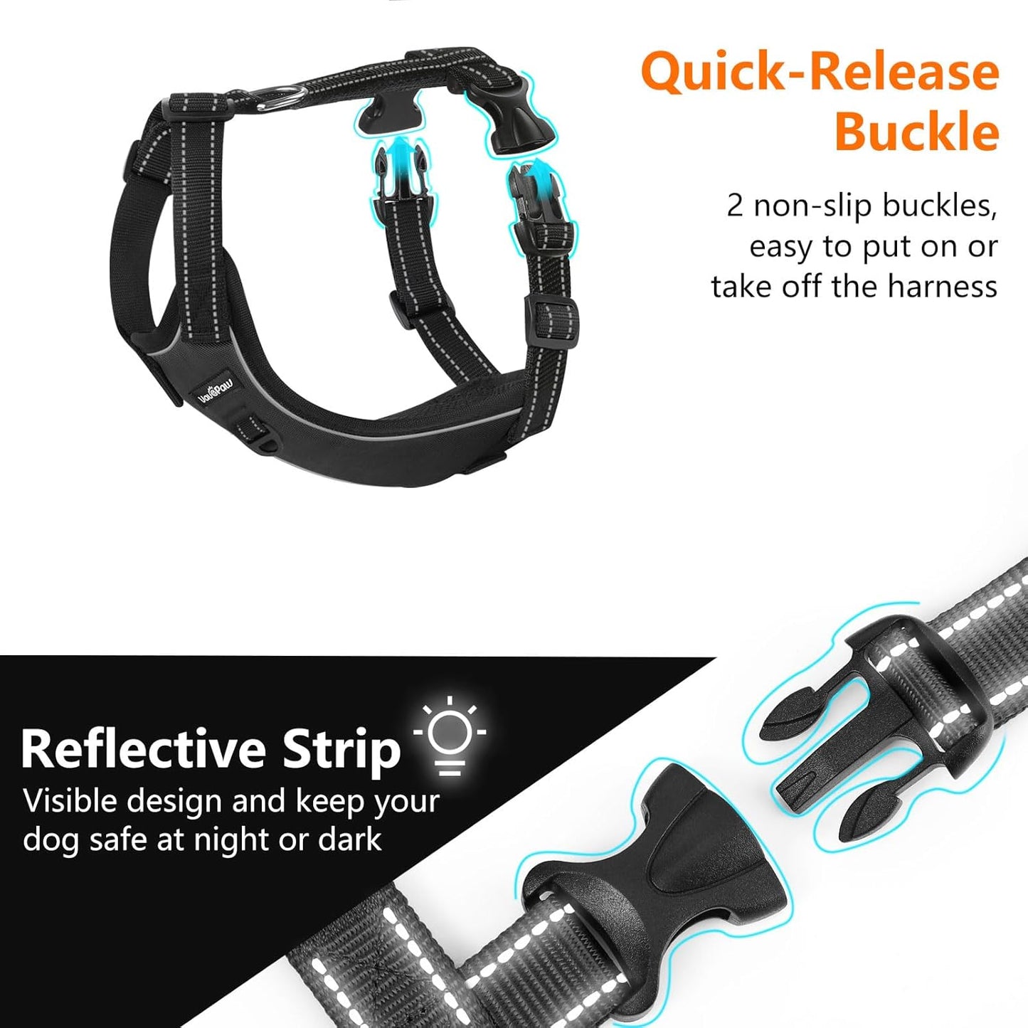 Dog Seat Belt Harness for Car, Dog Car Harness Adjustable Mesh Breathable & Dogs Seatbelt Safety Tether with Elastic Bungee for Small Medium Large Pets(Carbon Black, S)