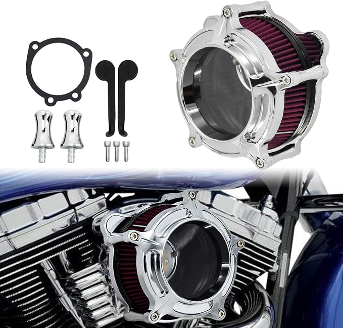 HDBUBALUS Motorcycle Air Filter Cleaner Intake Filter System Kit