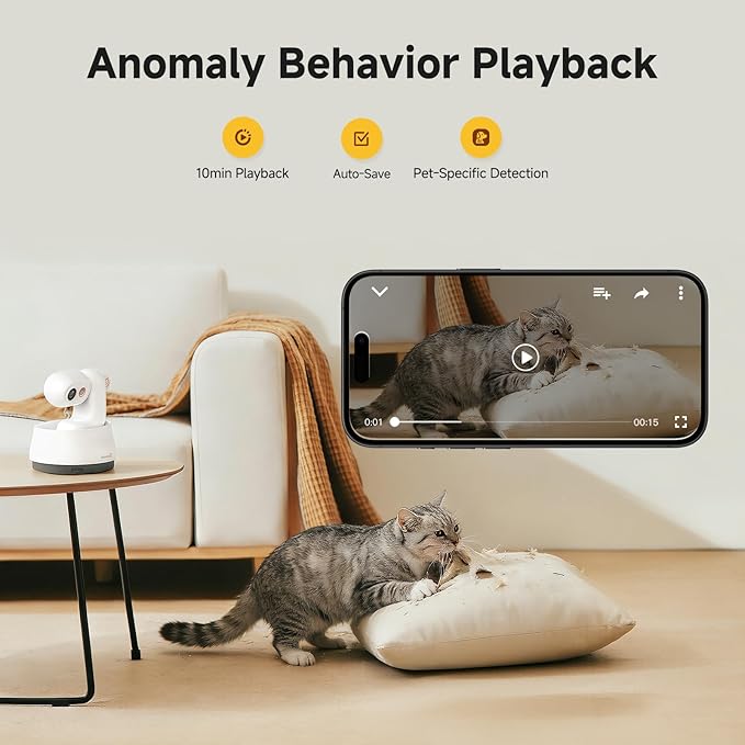 P0 Pet Camera: 2K 5MP AI Wireless WiFi Indoor Camera with 360° Pan-Tilt, Pet Behavior Recognition, Auto Tracking, Night Vision, Two-Way Audio & AI Photo Editing – Home Pet Monitoring Camera