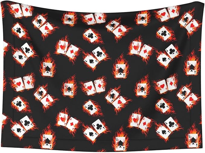 Reversible Pet Blanket for Easy Cleaning Maintenance, Poker Playing Cards, Double Sided Plush Dot Design Means Double Use Between Washes for Convenience