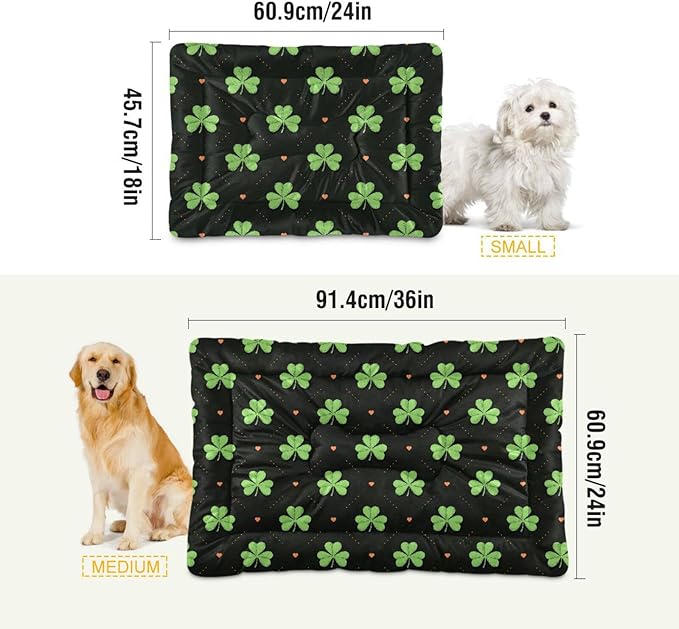 Pet Bed Heart Shamrock Dog Bed Mat Absorbing Non Slip Pad Pet Sleeping Mat for Small, Medium, and Large Dogs Puppy Cat 36 in x 24 in