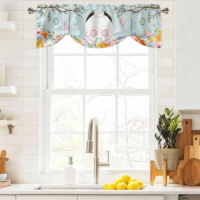 Easter Bunny Tie Up Valance Curtains