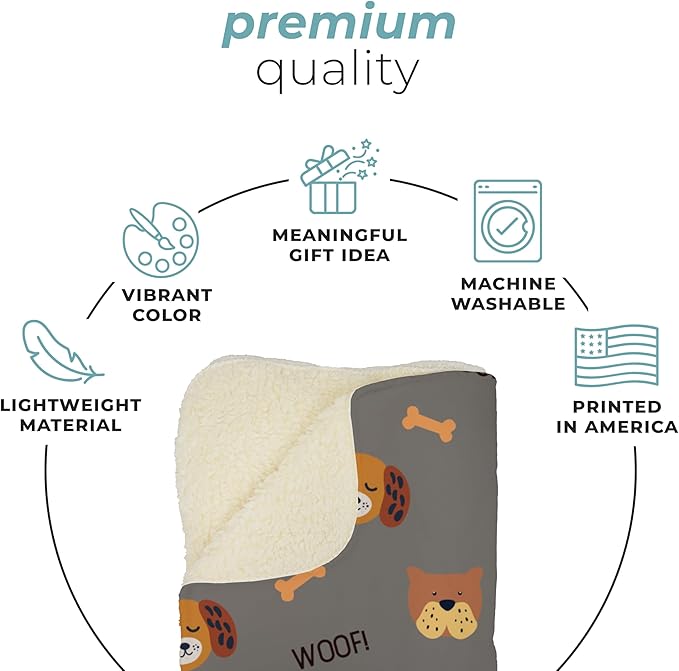 Prints Next Day – Custom 50" x 60" Plush Pet Lightweight Blanket with Name - Gift for Dog or Cat Owners - Personalized Couch Throw - Puppy Patterned - Printed in America