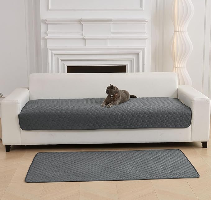 Waterproof Dog Couch Cover Protector Absorbent Quick Dry Non Slip Sofa Cover for Dogs Washable Pet Bed Couch Cover (Grey,51"x79")