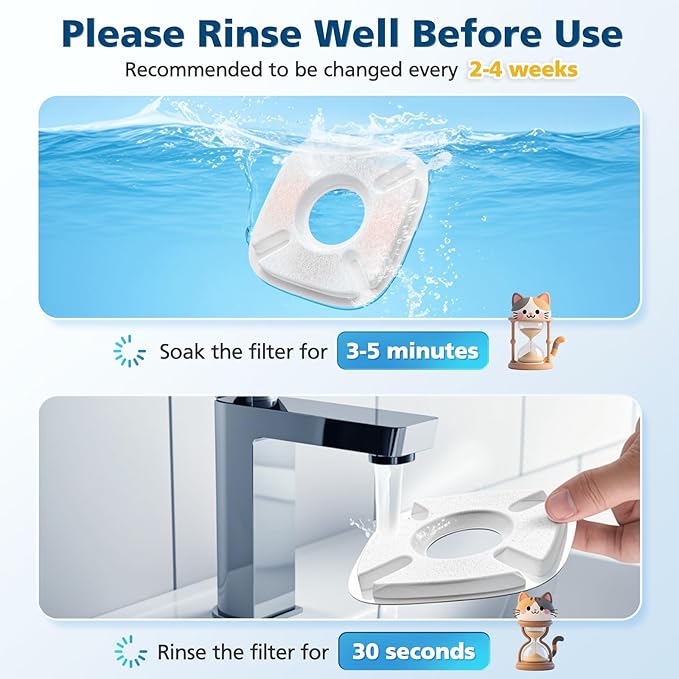 32 Pcs Cat Water Fountain Filters for Veken 95oz/2.8L, 67oz, 85oz, 135oz Dog Water Fountain Automatic Pet Fountain Dog Water Dispenser 16Pcs Pet Fountain Filter Replacement & 16Pcs Pre-Filter Sponges