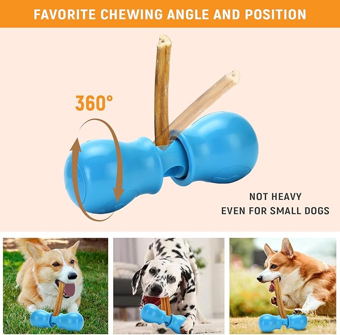 Bully Stick Holder - Improved Dog Treat Chew Holder,Fits Various Bully Sticks,Durable Safety Hold Device to Prevent Swallowed Ends and Choking, Large/Blue.