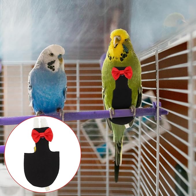 POPETPOP Washable Reusable Bird Diaper Suit with Breathable Cotton Fabric and Waterproof Layer for Parrots Budgies Cockatiels Lightweight Bird Flight Diaper Clothes 2.75X0.20X5.50In