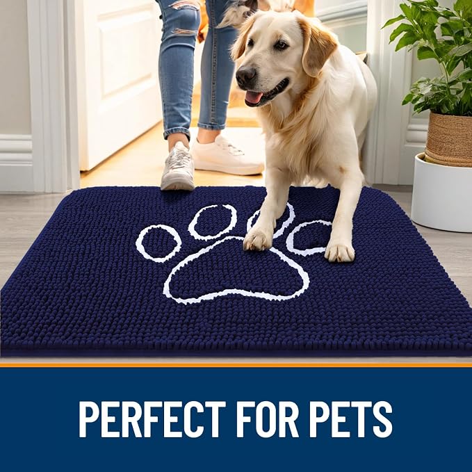 OLANLY Dog Door Mat for Muddy Paws 70x32, Paw Print Design, Absorbs Moisture