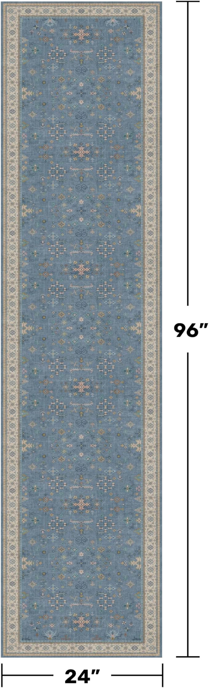 Hazo Haus Light Blue 2x8 Long Washable Runner