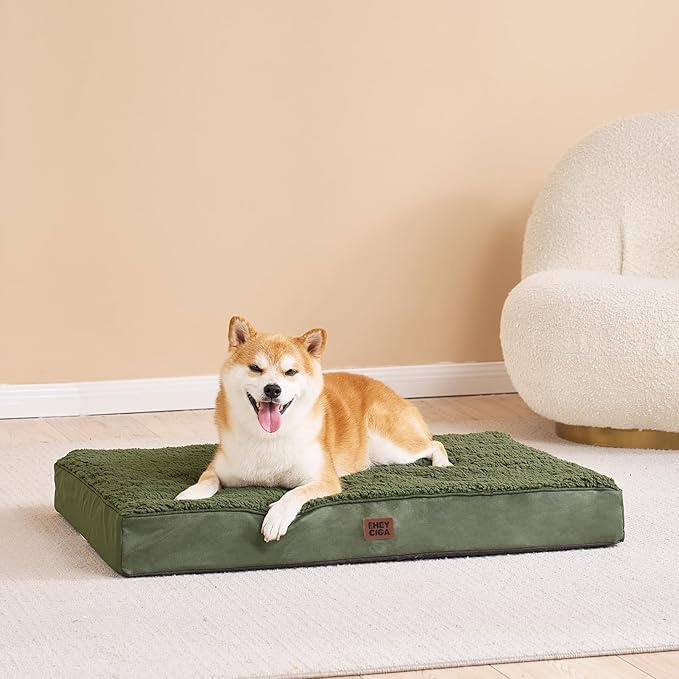 EHEYCIGA Orthopedic Foam Dog Bed, XXL, 47"L x 29"W x 3.5"Th, Dark Green