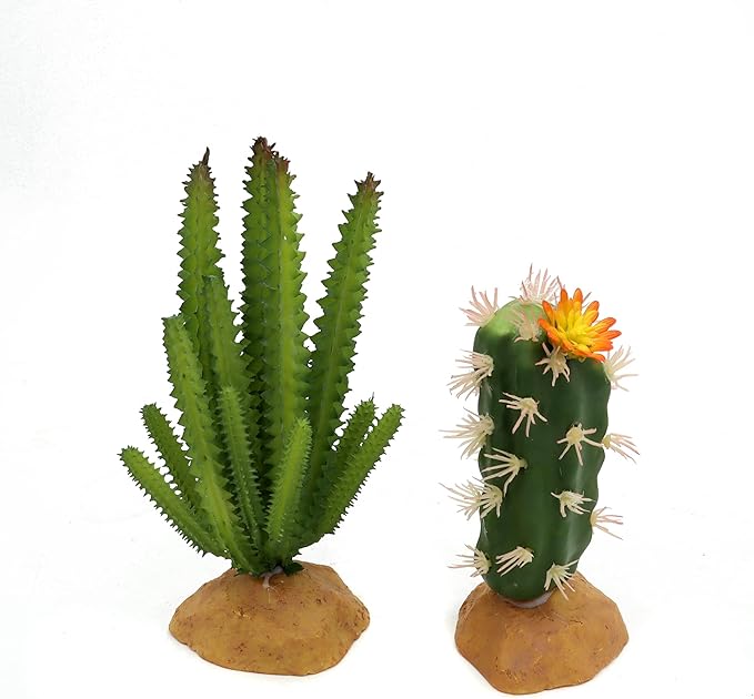 JIHAQUA Reptile Plants Succulent, Artificial Desert Rain Forests Plants for Lizard Bearded Dragon Chameleon Gecko Snake Amphibian Terrarium Decor (Set 2)