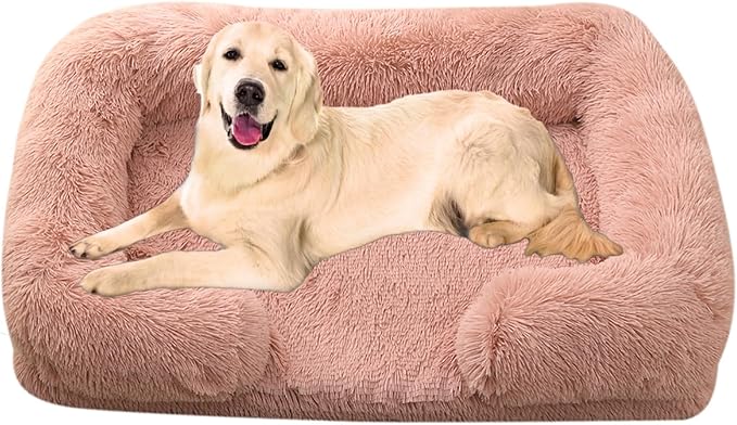 Dog Beds Large Sized dog Orthopedic, Sofa Dog Bed with Waterproof Lining and Nonskid Bottom, Rectangle Washable Dog Bed for Medium Small Dogs and Cats Comfortable ( Color : Khaki , Size : 31 x 21" )