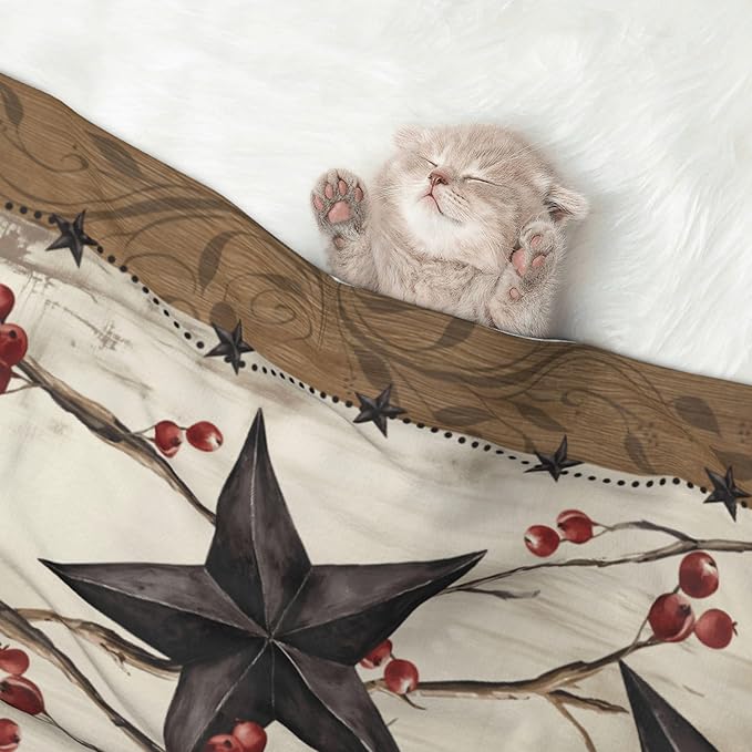 Western Star Blanket for Dog Cat - Rustic Boho Throw Blanket 30x20 Star Pet Blanket for Couch Sofa Bed