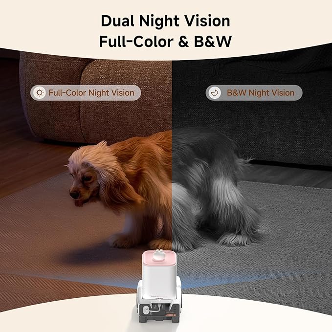PMATE Self-Moving Pets Camera AI-Powered Rover with Auto Tracking & Patrol, 2K Live View, Night Vision, 2-Way Talk, and Auto-Recharge (Pink)