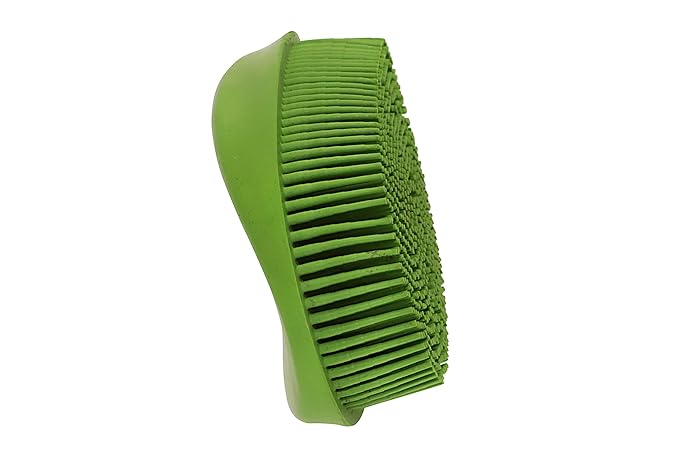 Grewal Equestrian Oval Face Grooming & Bathing Curry Brush for Horses, Dogs, Cats, & Other Pets - Very Soft Bristles (Lime Green)