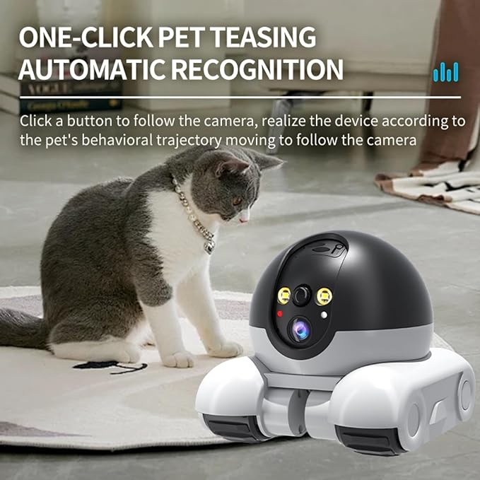 Yoidesu Camera Robot, Movable Pet Cam with Wheels, 1080P 2MP Dual-Lens HD WiFi Security Camera with Phone App, Support 2 Way Talk Tracking for Cat Dog Baby