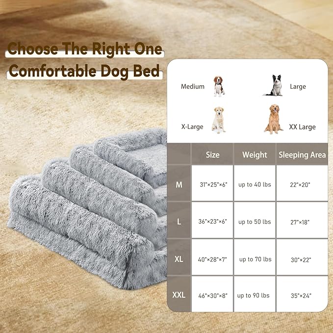 Orthopedic Dog Bed for Medium Dogs Breeds, Dog Sofa Beds with Pillow,High Density Egg Crate Foam Dog Beds,Waterproof Deluxe Plush Couch Dog Bed with Removable Washable Cover