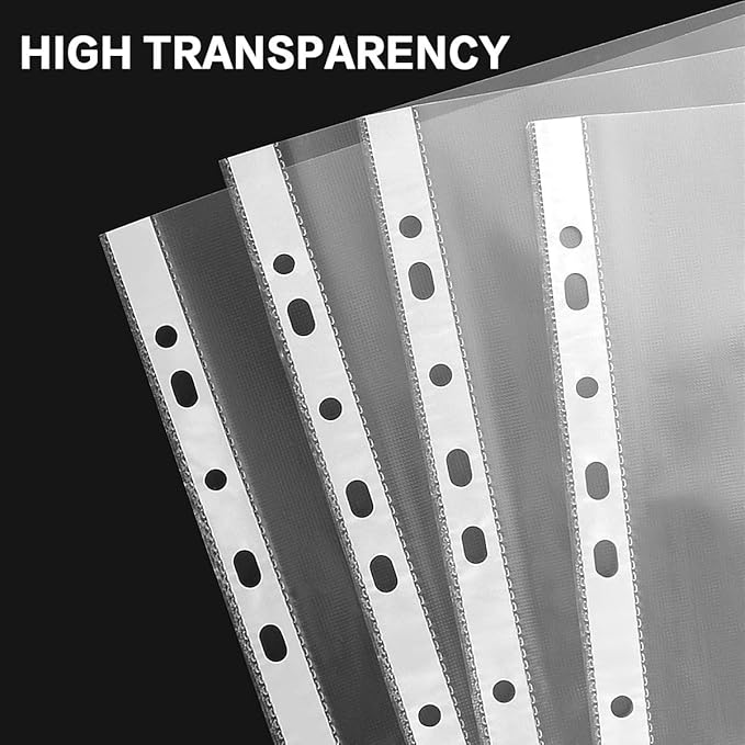 Sheet Protectors, HERKKA 700 Pack Heavy Duty Clear Plastic Page Protectors Sheet Reinforced 11-Hole Fit for 3 Ring Binder Fits Standard 8.5 x 11 Paper, 9.25 x 11.25 Top Loaded, Acid Free