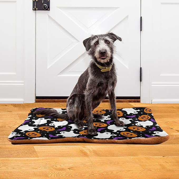 Pet Bed Halloween Ghost Bat Pumpkin Dog Bed Mat Absorbing Non Slip Pad Pet Sleeping Mat for Small, Medium, and Large Dogs Puppy Cat 36 in x 24 in