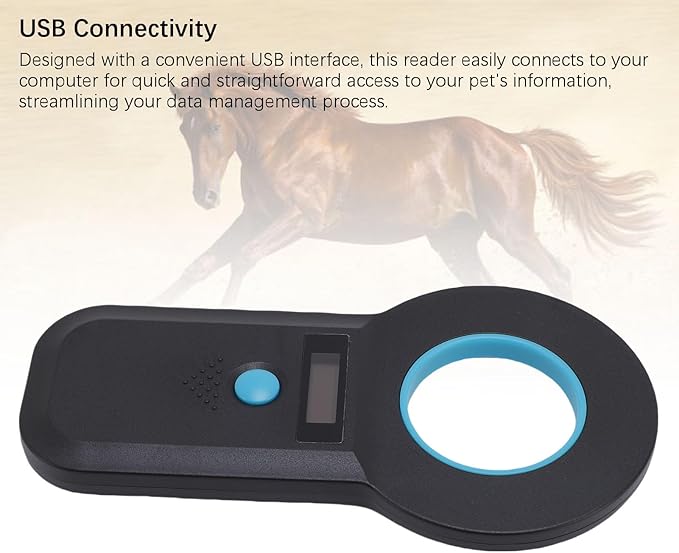 Pet Microchip Scanner, 15 Digits Animal Chip ID Scanner, EMID Microchip Reader with FDX B ISO11784 85 Support, Ideal for Dogs, Cats, Pigs & Animal Identification (Black)