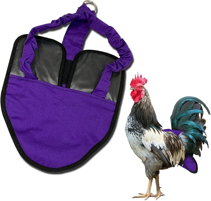 Hen Holster Bird Diaper, Wrap Around - for Hens, Roosters, Ducks, Leak-Proof Design, Comfortable Fleece Strap Bird Harness with Sewn-in Liner, Secure Hook and Loop Closure - Large, Purple