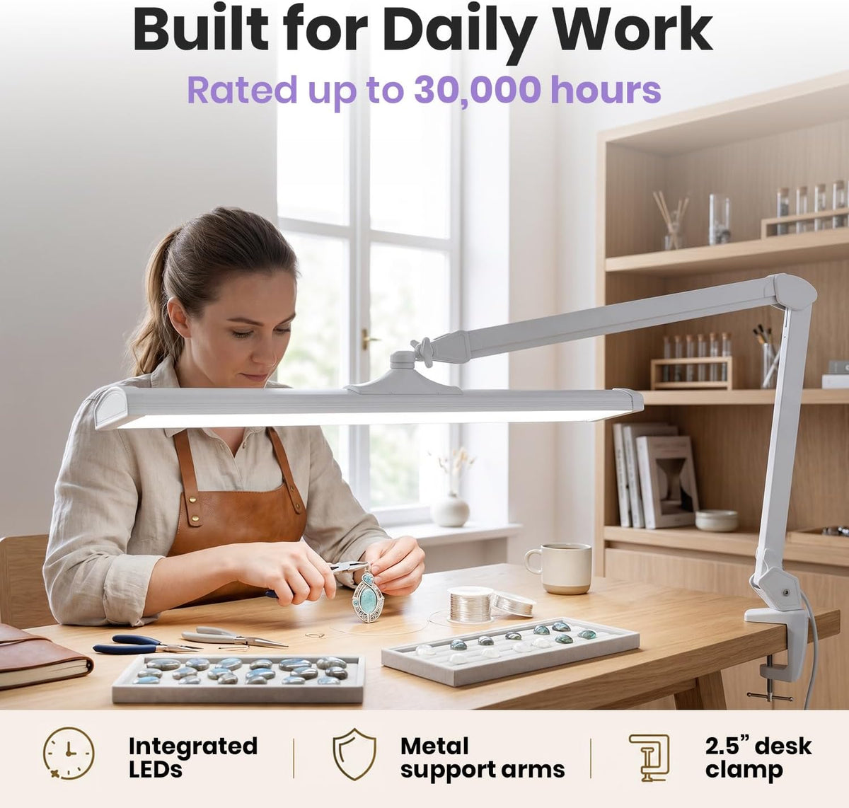 Neatfi Pro 4500 Lumens 50W LED Task Lamp with Clamp, CRI 95, CCT (White-8)