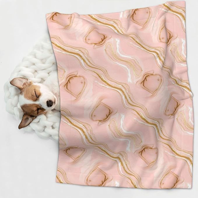 Double Sided Pet Mat for Dog Bed Topper Cat Blanket Furniture Protector, Pink Tie Dye Marble Texture, Reversible Plush with Tactile Dot Pattern for Style Change