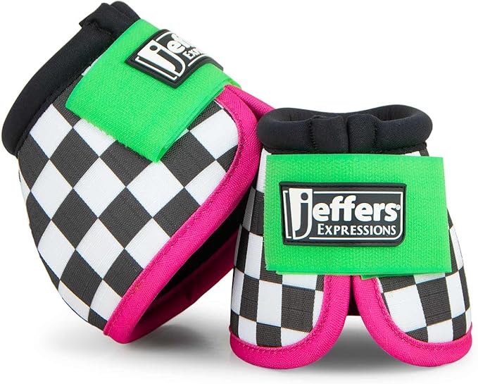 Jeffers Expression No Turn Bell Boots for Horses - Skater Cowgirl, Large | Shock Absorbing Hoof Protection | Secure Double Hook & Loop Closure, Perfect for Turnout, Training, & Riding - 1 Pair